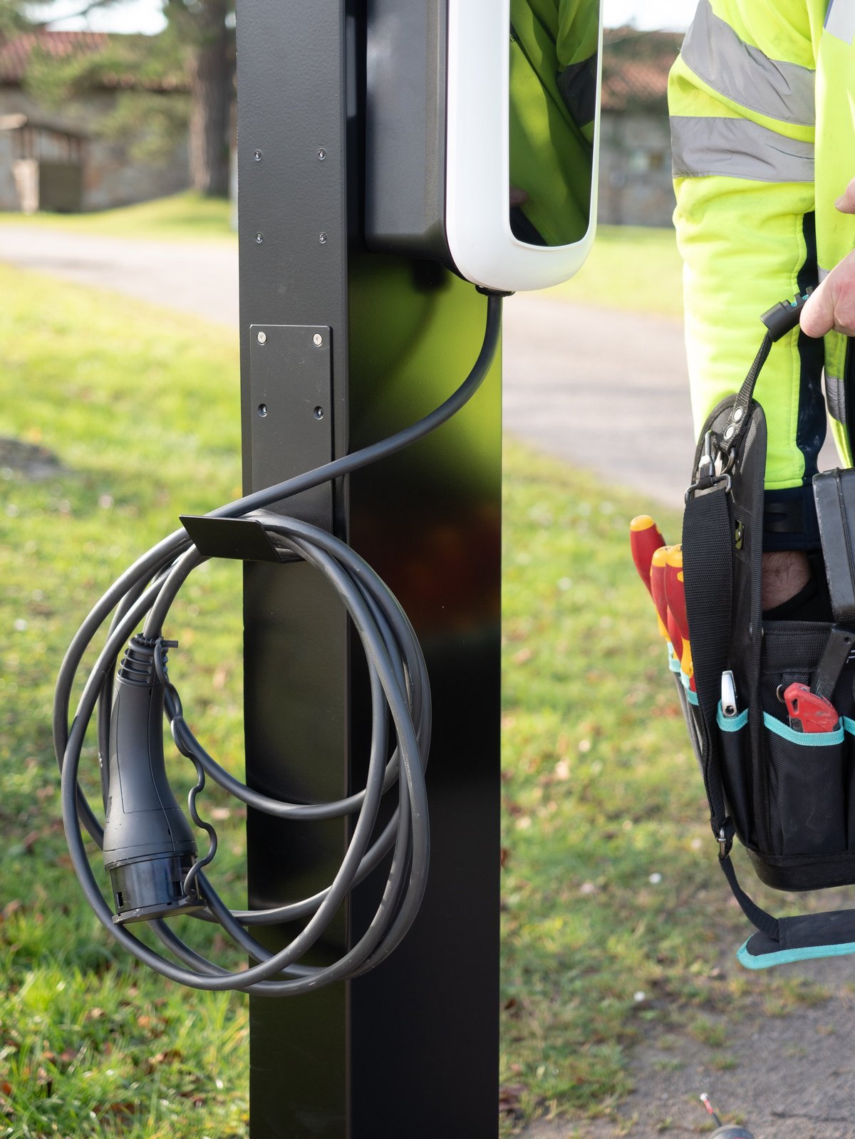 EV charger installation outdoors